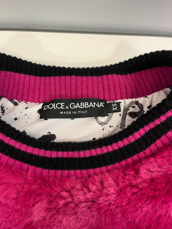 ドルチェ&ガッバーナ Dolce&Gabbana D＆G ドルガバ ロゴ ファースウェットシャツ カットソー 長袖  G9WC1Z FUPXJ XS トップスその他 ピンク SSサイズ 101MT-5414