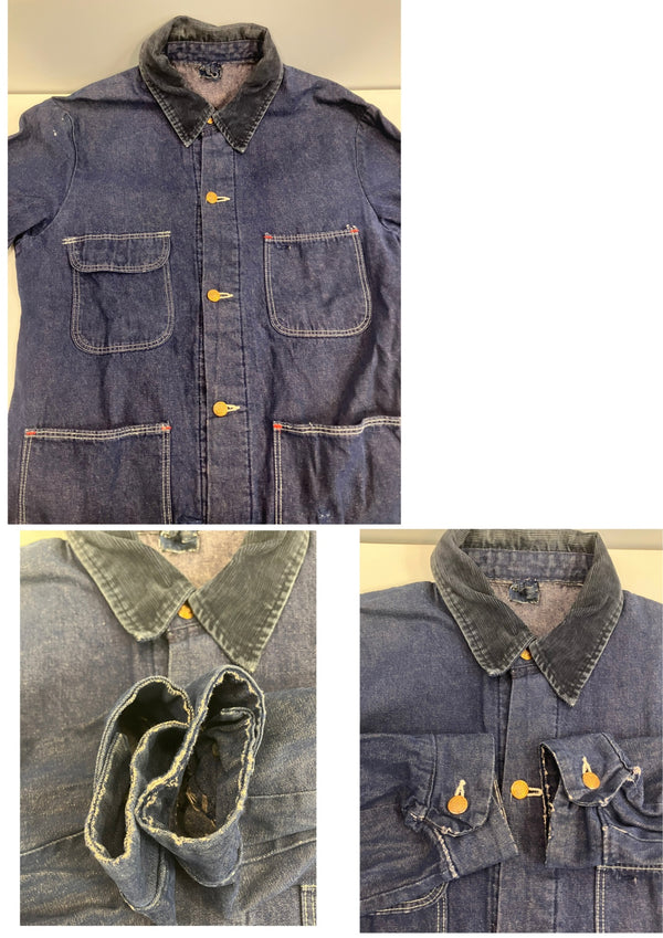 ラングラー Wrangler 70's 70年代 デニム カバーオール 襟コーデュロイ BLUE BELL ブルーベル ジャケット ブルー 101MT-4791