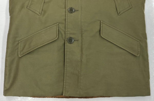 ヒューストン HOUSTON B-9 FLIGHT COAT フライト コート ファー 裏キルティング ジップアップ ミリタリー アウター ジャケット 緑 サイズ 40R ジャケット 無地 カーキ 104MT-1442