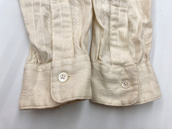 ダブルアールエル RRL 90s 三ツ星タグ SHIRT バンドカラー ヘンリーネック ハーフボタン ヴィンテージ VINTAGE ラルフローレン RALPH LAUREN コットン モーリシャス製 BEIGE 長袖シャツ 刺繍 ベージュ Mサイズ 104MT-2025