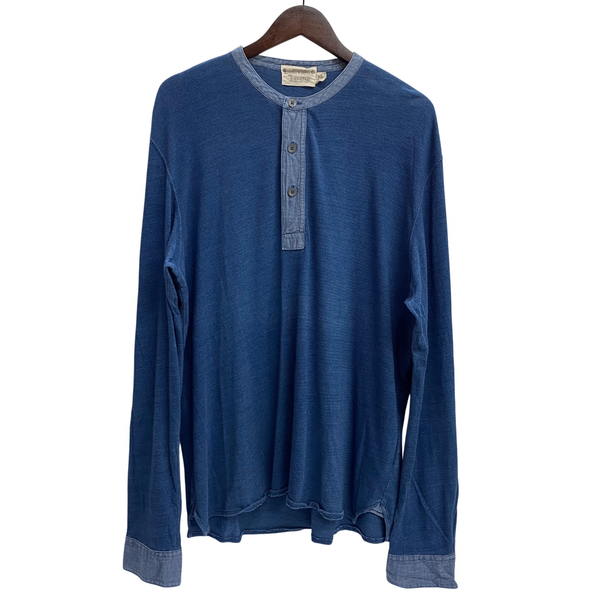 【曜日割引対象外】 ダブルアールエル RRL 初期 デニム切替 マチ付き 長袖カットソー ブルー XLサイズ 201MT-4088 VB