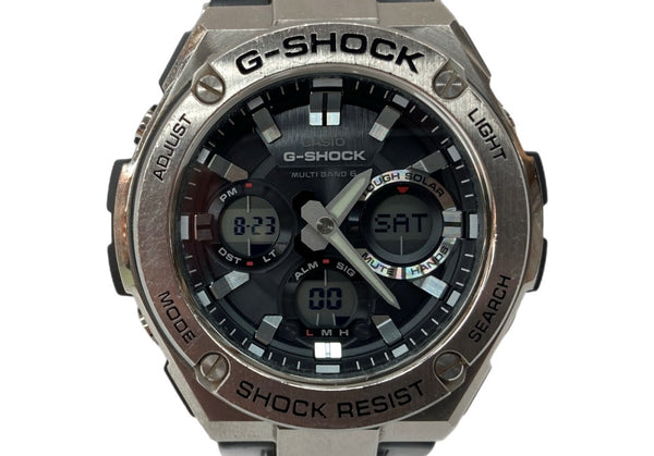ジーショック G-SHOCK CASIO カシオ G-STEEL タフソーラー 耐衝撃構造 20気圧防水 アウトドア 腕時計 ウォッチ 5444 黒 銀 GST-W110 メンズ腕時計シルバー 104T-28