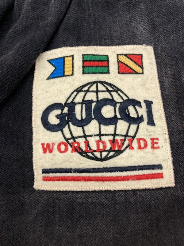 グッチ GUCCI CARGO PANTS カーゴ パンツ ボタンフライ ロゴパッチ ジョガー ズボン 黒 ロゴ カーゴパンツ ブラック サイズ 48 104MB-385