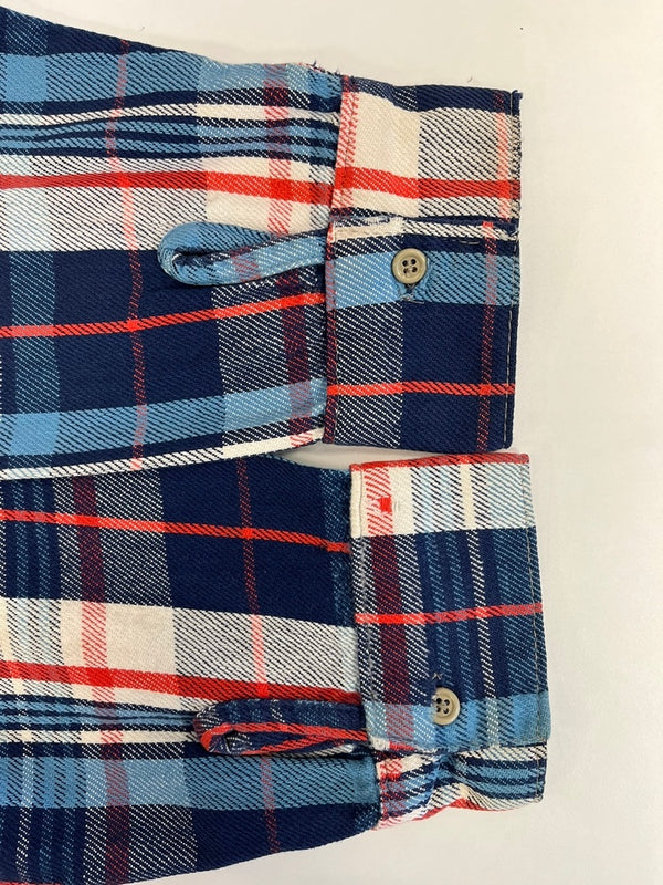 フロストプルーフ FROSTPROOF 70s～ Vintage ヴィンテージ コットン ネルシャツ チェックシャツ  US古着 青系 XL 長袖シャツ ブルー LLサイズ 101MT-4092