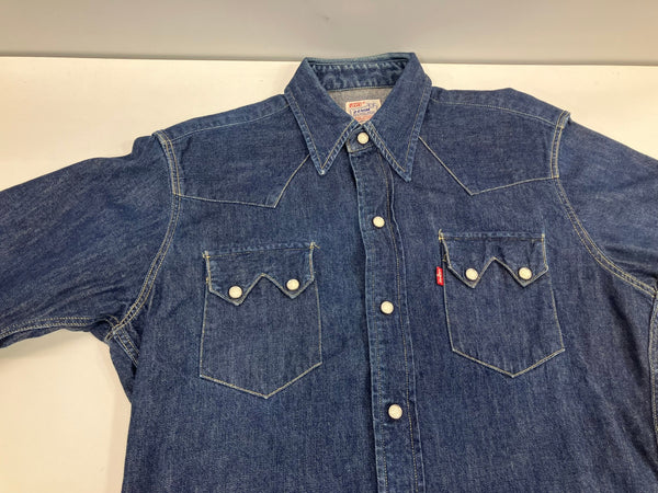 リーバイス Levi's Vintage Clothing LVC 90's 90年代 ショートホーン復刻 デニムウエスタンシャツ BIGE インディゴ made in USA アメリカ製  ヴィンテージ 長袖シャツ ブルー Mサイズ 101MT-4140