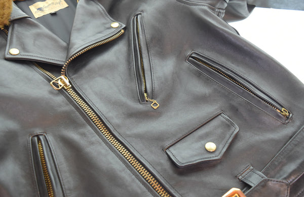 グルービンハイ The Groovin High 襟 ムートンボア付き  ダブルライダースジャケット ジャケット ブラック Mサイズ 103MT-3167