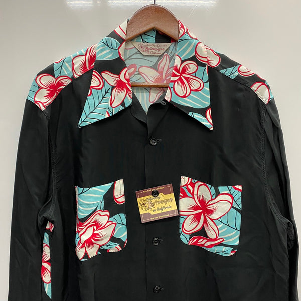 【曜日割引対象外】 サンサーフ SUN SURF SPECIAL EDITION L/S RAYON HAWAIIAN SHIRT SS28422 長袖シャツ ブラック Lサイズ 201MT-4290 VB