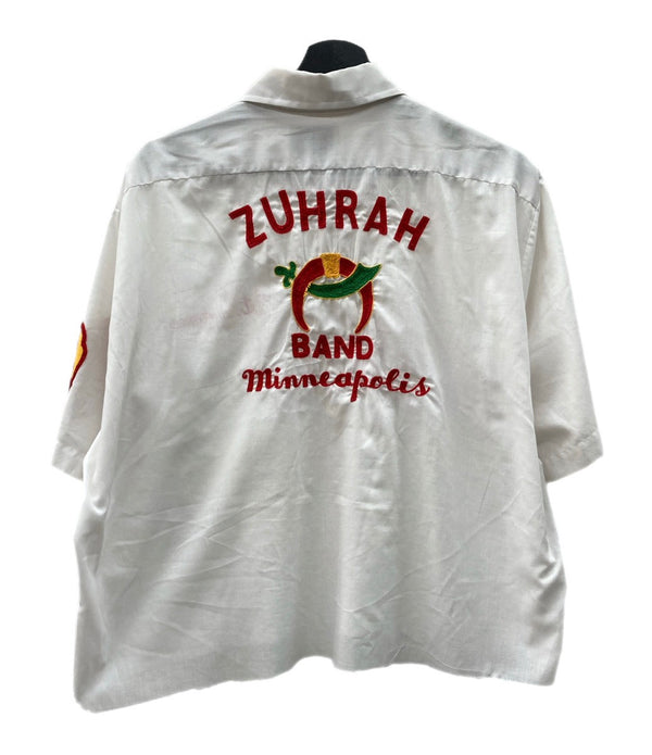 ヴィンテージ vintage 70's 70年代 Arrow BARD SHRINERS シュライナー フリーメイソン チェーンステッチ 白 サイズ17 半袖シャツ 刺繍 ホワイト 104MT-1720