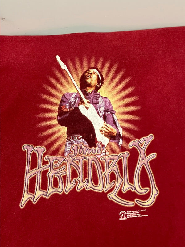 US US古着 00's Y2K ZION JIMI HENDRIX ジミ・ヘンドリックス オフィシャル XXL Tシャツ ワインレッド 3Lサイズ 101MT-4991