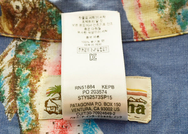 パタゴニア PATAGONIA pataloha shirt TROUT トラウト 80s復刻 2015年製 ニジマス 半袖シャツ ブルー Mサイズ 103MT-1192