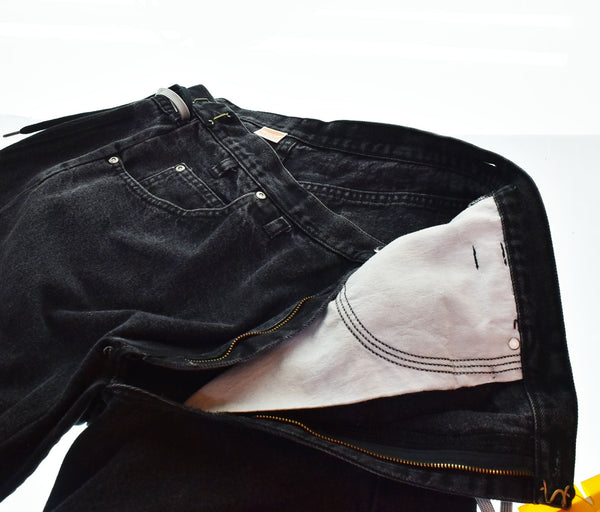 メゾン エウレカ MAISON EUREKA VINTAGE REWORK BIGGY PANTS ヴィンテージ リワーク バギー パンツ BLACK DENIM ブラックデニム 変形 デニム パンツ ラップ 17 デニム ブラック Sサイズ 103LB-3