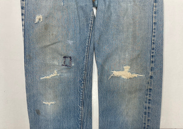 リーバイス Levi's 501 66前期 赤耳 70s 70年代 Vintage ヴィンテージ ジーンズ デニムパンツ ジーパン ボタン裏6 青 無地 デニム ブルー 104MB-183