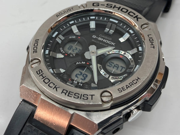 ジーショック G-SHOCK CASIO カシオ G-STEEL タフソーラー 耐衝撃構造 20気圧防水 アウトドア 腕時計 ウォッチ 5444 黒 銀 GST-W110 メンズ腕時計シルバー 104T-28