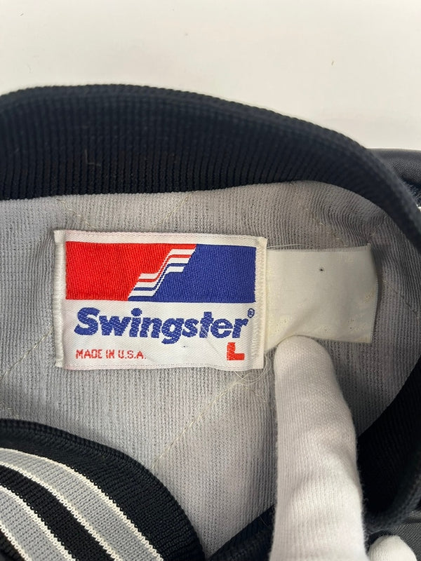 スイングスター Swingster 90s～ WhiteSOX stadium jacket ホワイトソックス スタジャン 黒 US古着 ジャケット ブラック Lサイズ 101MT-4612