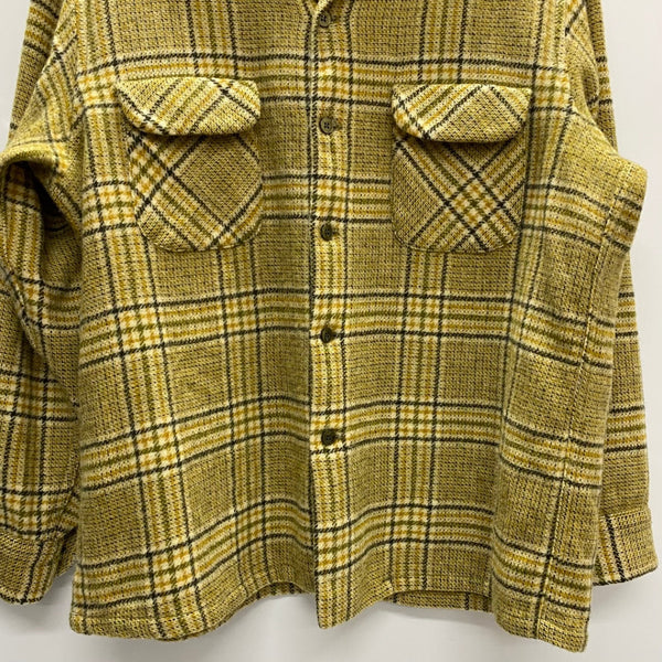 【曜日割引対象外】 ペンドルトン PENDLETON 60's Wool Open Collar Shirt 開襟 チェック 長袖シャツ 黄色 XLサイズ 201MT-3720 VB