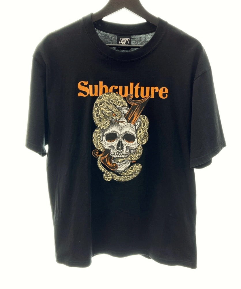 サブカルチャー Subculture SS PRINT TEE プリント Tシャツ スカル スネーク 黒 SCST-LTD01 2 Tシャツ プリント  ブラック 104MT-215 | 古着通販のドンドンサガール