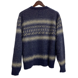 【曜日割引対象外】　ヴィンテージ vintage 60's~ Spring foot 総柄 モヘアニット セーター ネイビー Lサイズ 201MT-3774 VB