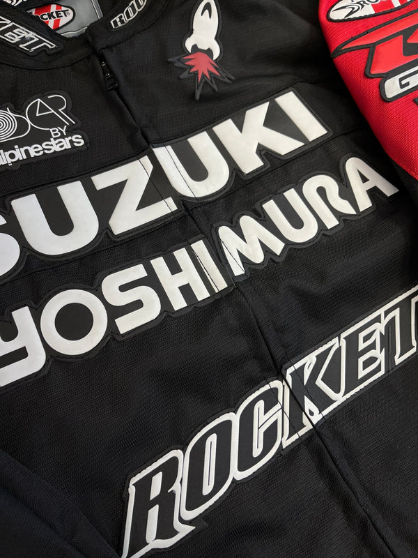 ジョーロケット JOE ROCKET SUZUKI YOSHIMURA スズキ ヨシムラ レーシングジャケット ワッペン バイク バイカー 赤 黒 ジャケット ブラック Lサイズ 101MT-5388
