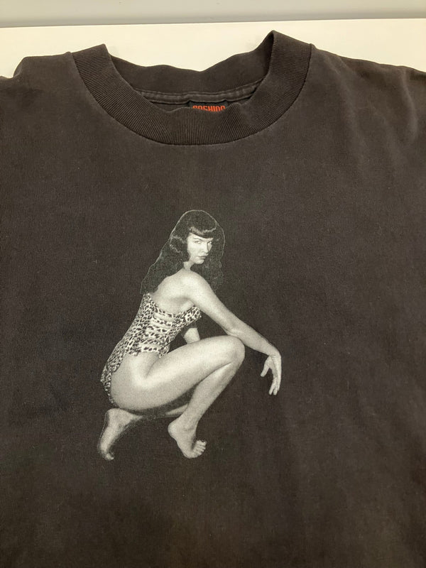 ファッション ヴィクティム FASHION VICTIM 90's 90年代 BETTY PAGE ベティーペイジ ピンナップガール 袖プリント ロンT VINTAGE ヴィンテージ ロンT ブラック Lサイズ 101MT-4460