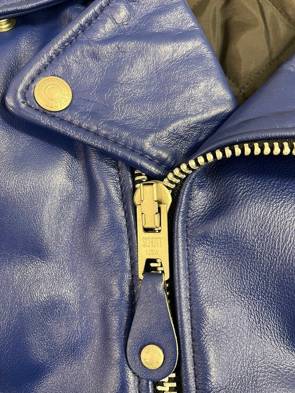 ショット SCHOTT Perfeecto 618 バイカータグ ダブルライダースジャケット 青 38 ジャケット ブルー 101MT-5441