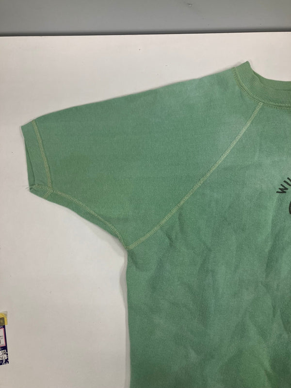 ヴィンテージ vintage 50's～60's 50～60年代 染み込みプリント ラグラン 4本針 フラットシーマ 半袖スウェット - スウェット グリーン 101MT-4962