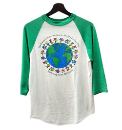 バンドTシャツ BAND-T 90's Grateful Dead グレイトフル・デッド デッドベア USA製 AUGUSTA ラグラン 七分袖 白 緑 Tシャツ プリント ホワイト Sサイズ 104MT-361