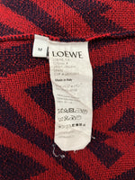 ロエベ LOEWE Crewneck Knit クルーネック ニット デザイン 薄手 赤 紺 セーター 幾何柄 レッド Mサイズ 104MT-1052