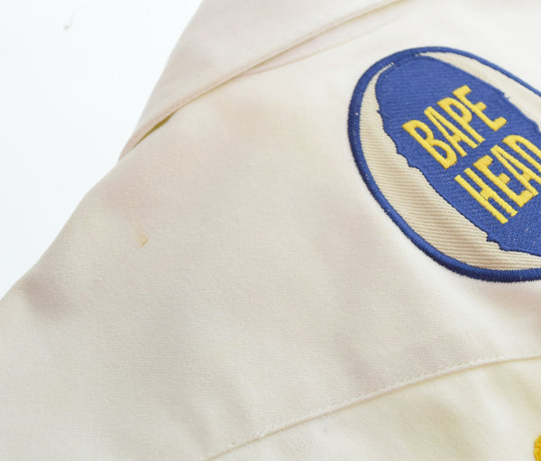 アベイシングエイプ A BATHING APE  初期 刺繍ロゴ ウエスタン デニムシャツ 白 長袖シャツ ホワイト Sサイズ 103MT-2252