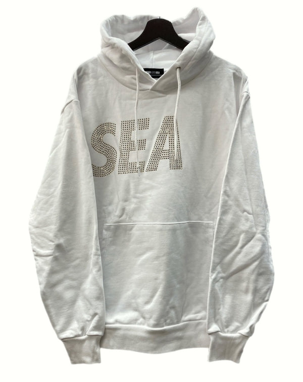 ウィンダンシー WIND AND SEA SEA RHINE STONE HOODIE シー ライン ストーン フーディ パーカー プルオーバー 白 WDS-O-SIG-24-Q1-CS-02 パーカ ロゴ ホワイト Lサイズ 104MT-579