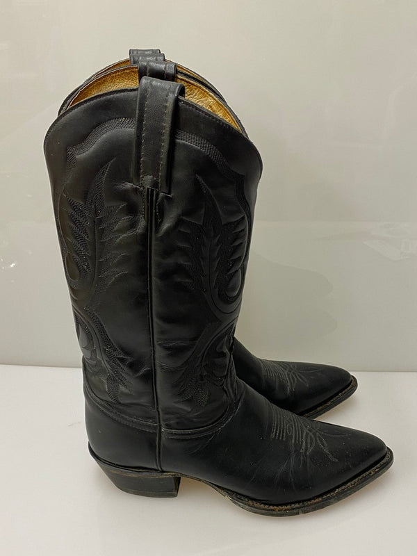 トニーラマ Tony Lama  Black Longhorn Western Boots USA製 2923 メンズ靴 ブーツ ウエスタン ブラック 8cm 201-shoes757