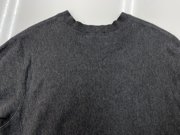 ヨウジヤマモト Yohji Yamamoto Y's for men 茶タグ YFM レタリング 前Ｖ はめ込みＶ ガゼット サイドリブ カレッジ トレーナー 灰色 サイズ3 スウェット ロゴ グレー 104MT-2186