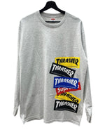 シュプリーム SUPREME × Thrasher スラッシャー Multi Logo L/S Tee マルチ ロゴ ロング スリーブ Tシャツ 長袖 灰 ロンT ロゴ グレー Lサイズ 104MT-1825