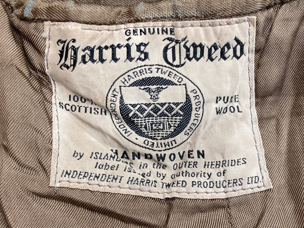 ヴィンテージ vintage 50's Harris Tweed ハリスツイード テーラードジャケット 千鳥柄 くるみボタン オーブ無しタグ 表記なし ジャケット チェック ベージュ 104MT-678