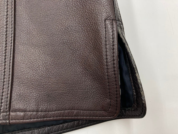 ワイツーレザー Y'2 leather シングル ライダースジャケット レザージャケット 猫目ボタン ツートン 切り替え 牛革 ダークブラウン 茶色 サイズ38 ジャケット 無地 ブラウン 104MT-1946