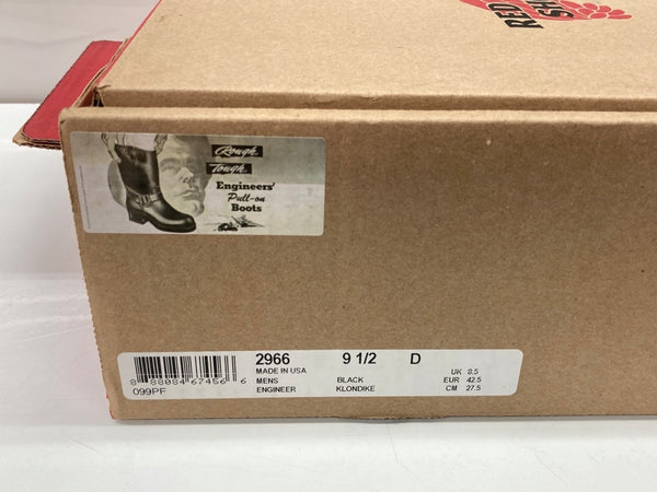 レッドウィング RED WING 11INCH ENGINEER BOOTS Stovepipe エンジニア ブーツ ストーブパイプ ロング 革靴 シューズ 黒 2966 メンズ靴 ブーツ エンジニア ブラック サイズ 9 1/2 D 104S-1058