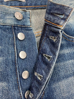 ディオール Dior SLIM 17.5 DENIM PANTS デニム パンツ セルビッチ ストレート ボタンフライ ジーンズ 青 ロゴ 013D001DY994 デニム ブルー サイズ 29 104MB-261