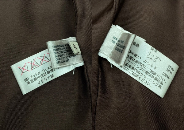 ボッテガヴェネタ BOTTEGA VENETA LEATHER JACKET レザー ジャケット 切り替え ボタン 薄手 アウター 赤茶 サイズ 48 ジャケット 無地 ブラウン 104MT-2107