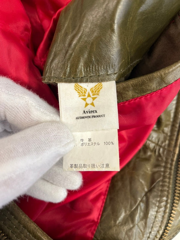 アヴィレックス AVIREX レザー フルジップ フライト ジャケット オリーブ 6181019 XL ジャケット カーキ LLサイズ 101MT-5092