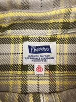 フェローズ PHERROW'S FLANNEL CHECK WORK SHIRT フランネル チェック ワーク シャツ ネルシャツ ヘビーウェイト ボタン 長袖 薄茶 黄 長袖シャツ チェック ベージュ XLサイズ 104MT-1672