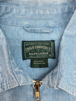 ラルフローレン RalphLauren POLO COUNTRY 80s 90s CHAMBRAY SWING-TOP JACKET シャンブレー スウィング トップ ジャケット ジップアップ 薄手 青 ジャケット 無地 ブルー Mサイズ 104MT-2049