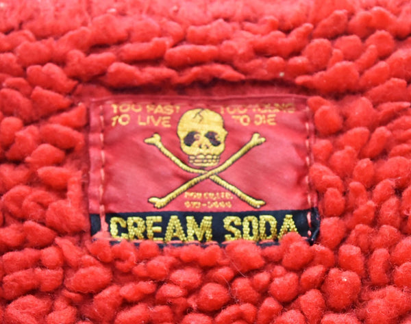 クリームソーダ CREAM SODA  80's 金タグ LEATHER DOUBLE RIDERS JACKET レザー ダブル ライダース ジャケット 80年代 80s 原宿 裏地ボア ジャケット ブラック 103MT-2883