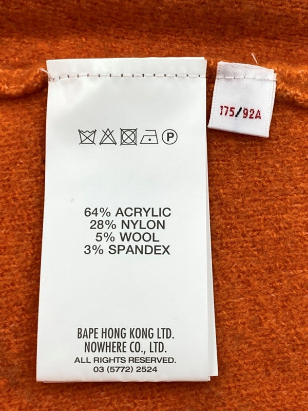 アベイシングエイプ A BATHING APE MOONFACE LOGO ZIP-UP KNIT HOODIE ムーンフェイス ジップアップ ニット フーディ 橙 セーター ロゴ オレンジ Mサイズ 104MT-2171