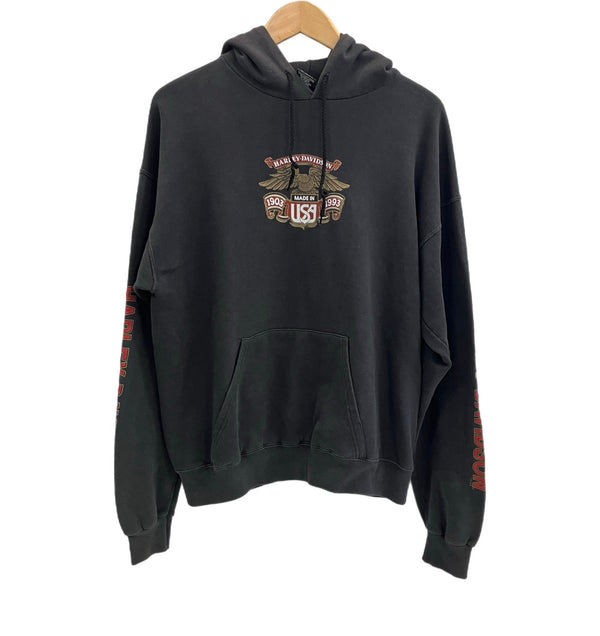ハーレーダビッドソン HARLEY DAVIDSON 90's 90年代 vintage ヴィンテージ イーグル ロゴ プリント MADE IN USA アメリカ製 パーカ ブラック Lサイズ 101MT-4237