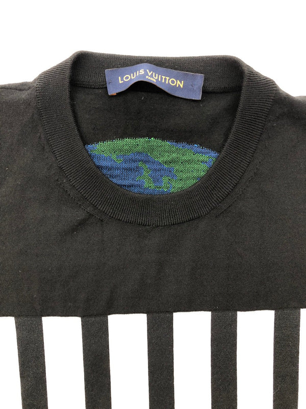 ルイヴィトン LOUIS VUITTON 2019AW Barcode and Earth Knit Tee Shirt バーコード&アースニット 半袖 黒 RM192M NOY HHN02W XXL Tシャツ 刺繍 ブラック 104MT-244