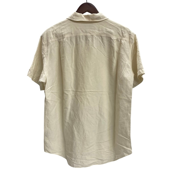 【曜日割引対象外】 ラルフローレン POLO RALPH LAUREN 90's BEACH CAMP オープンカラーシャツ リネン シルク 半袖シャツ ホワイト Lサイズ 201MT-3891 VB