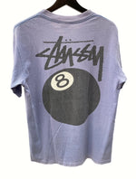 ステューシー STUSSY ８BALL TEE 8ボール USA製 80’s ビッグロゴ バックプリント 半袖 カットソー クルーネック PURPLE 紫 Tシャツ プリント パープル Lサイズ 104MT-170