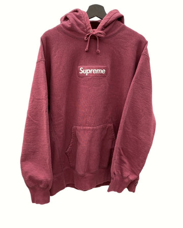 シュプリーム SUPREME 21AW BOX LOGO HOODED SWEATSHIRT ボックス ロゴ フーディー スウェットシャツ プルオーバー パーカー 裏起毛 プラム 赤 パーカ 刺繍 レッド Lサイズ 104MT-997