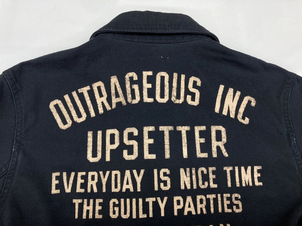 ワコマリア WACKO MARIA N-1 デッキジャケット OUTRAGEOUS INC フロントボタン ステンカラー ライトアウター バックプリント 日本製 NAVY 紺 ジャケット ロゴ ネイビー Mサイズ 104MT-1849