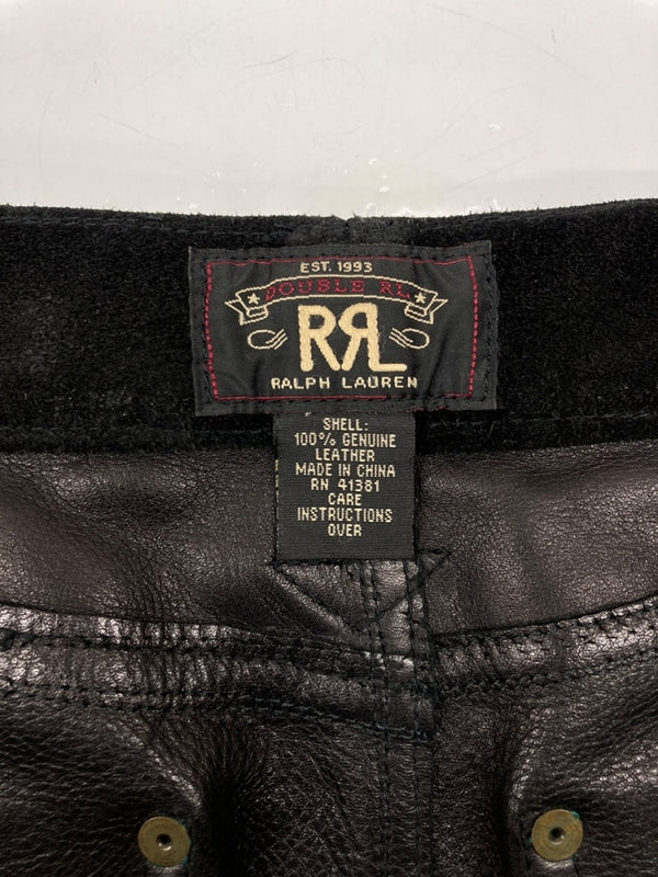 ダブルアールエル RRL SUEDE WESTERN PANTS スエード ウエスタン パンツ ジップフライ コンチョ ズボン 黒 無地 ボトムスその他 ブラック サイズ 32/32 104MB-377