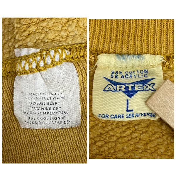 【曜日割引対象外】 ヴィンテージ vintage ARTEX 60's 70's フロッキープリント 半袖スウェット スウェット イエロー Lサイズ 201MT-4789 VB